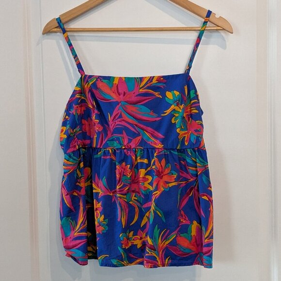 J. Crew Top Size 8 Tropical Floral Tie-back Strappy Flowy Spaghetti Strap #BQ035 - Picture 6 of 16